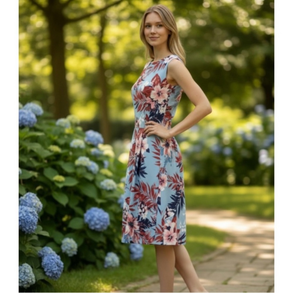 ENFOCUS Studio Blue Floral Sleeveless Dress - Picture 4 of 14